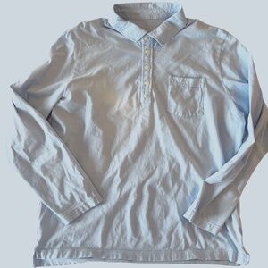 Billy Reid Long Sleeve Polo – XL (Light Blue)